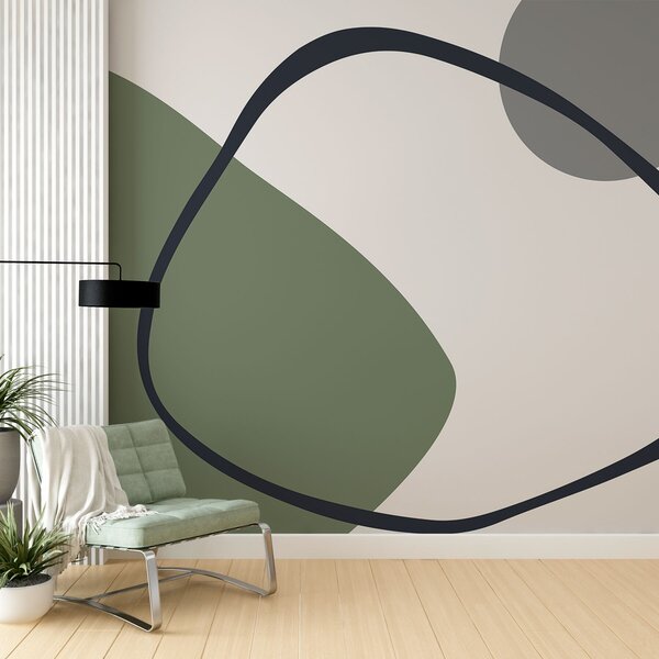 Fototapety Geometrické zelené a šedé tvary na světlém pozadí, Fototapety abstraktní, w01687v1 : uwalls.cz
