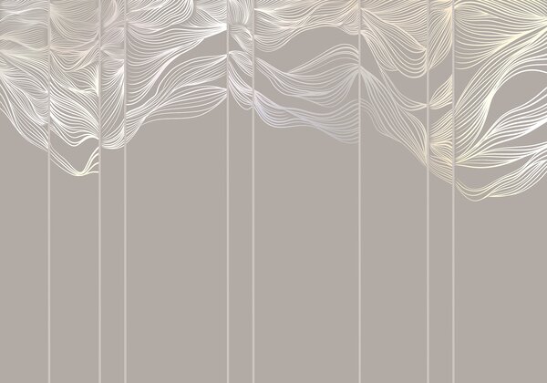 Fototapety Plynoucí bílé abstraktní vlny na světle hnědém pozadí, Fototapety designové, w08263 : uwalls.cz