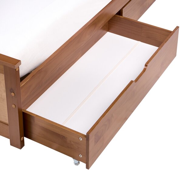 Postel se 4 zásuvkami Borovicové dřevo OLENDON 90 x 200 cm Hnědá