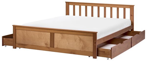 Postel se 4 zásuvkami Borovicové dřevo OLENDON 120 x 200 cm Hnědá
