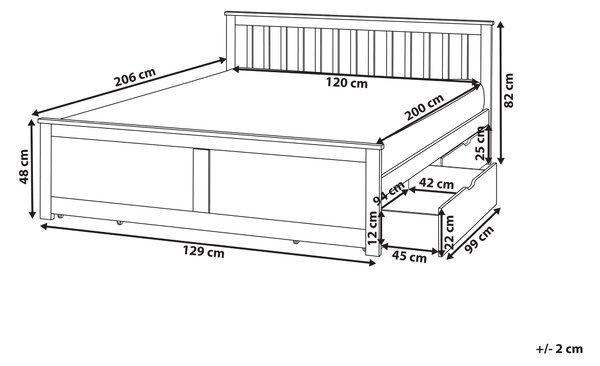 Postel se 4 zásuvkami Borovicové dřevo OLENDON 120 x 200 cm Hnědá