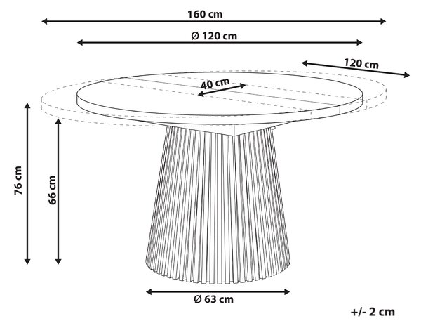 Rozkládací jídelní stůl MOORE Světlý jasan 120/160 cm 120 cm