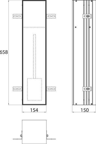 EMCO WC modul plus ASIS skrytý, 658 x 154 mm, dveřní závěs pravý Hliník