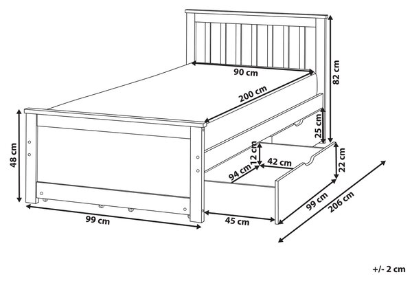 Postel se 4 zásuvkami Borovicové dřevo OLENDON 90 x 200 cm Hnědá