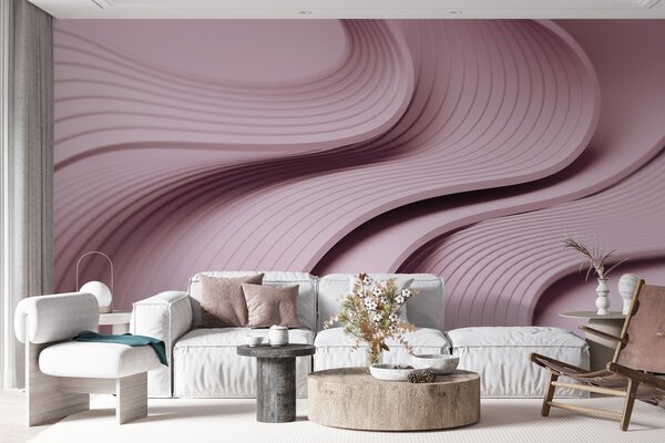 Fototapety Elegantní objemné vlny ve 3D stylu v pudrových odstínech, Fototapety 3D, Fototapety 3d geometrické tvary, w01147v1 : uwalls.cz