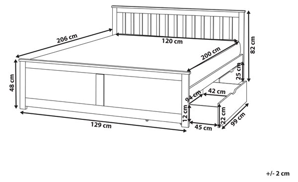Postel se 2 zásuvkami Borovicové dřevo OLENDON 120 x 200 cm Hnědá