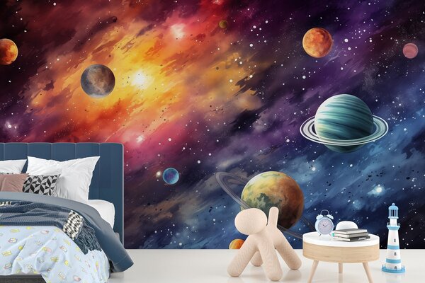 Fototapeta Planety na obloze s planetami, Vesmírné fototapety, Populární fototapety, w01798 - Tapeko.co.cz