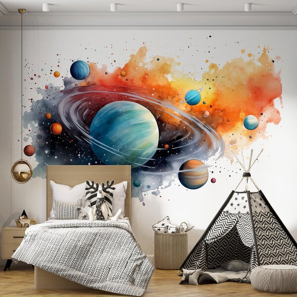 Fototapeta Akvarel planet a hvězd, Vesmírné fototapety, Populární fototapety, w01804 - Tapeko.co.cz