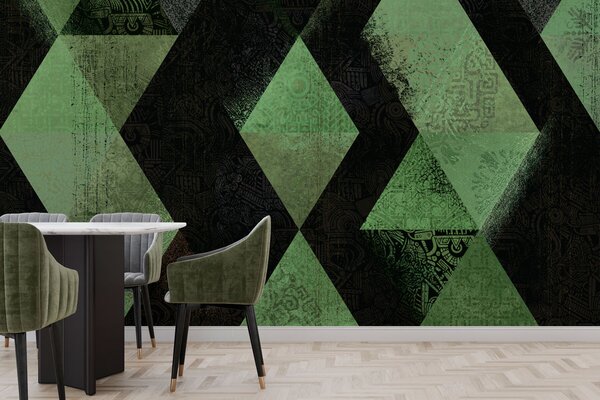 Fototapeta Černý a zelený kosočtvercový vzor, Designové fototapety na zeď, Populární fototapety, w01793v1 - Tapeko.co.cz