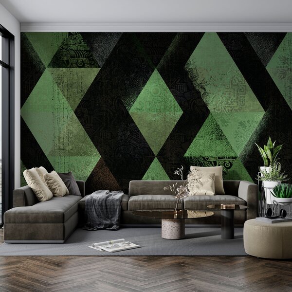 Fototapeta Černý a zelený kosočtvercový vzor, Designové fototapety na zeď, Populární fototapety, w01793v1 - Tapeko.co.cz