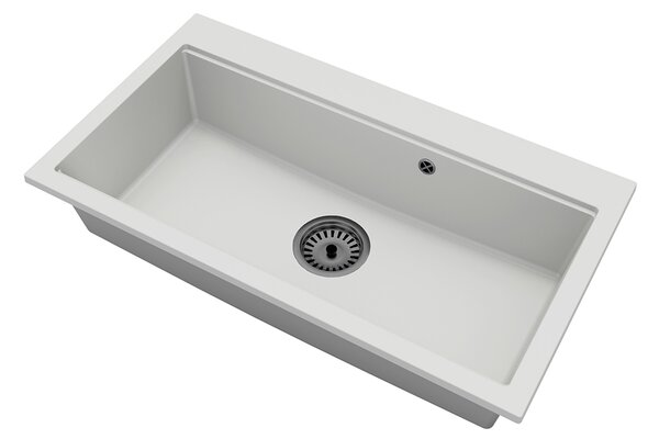 Granitový dřez ELITE 90 BÍLÝ + černý sifon 90 x 50 x 21cm