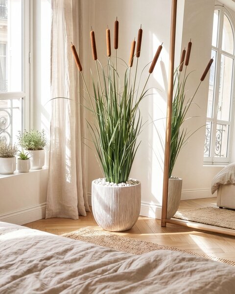 Umělá rostlina BULRUSH 135 cm Zelená