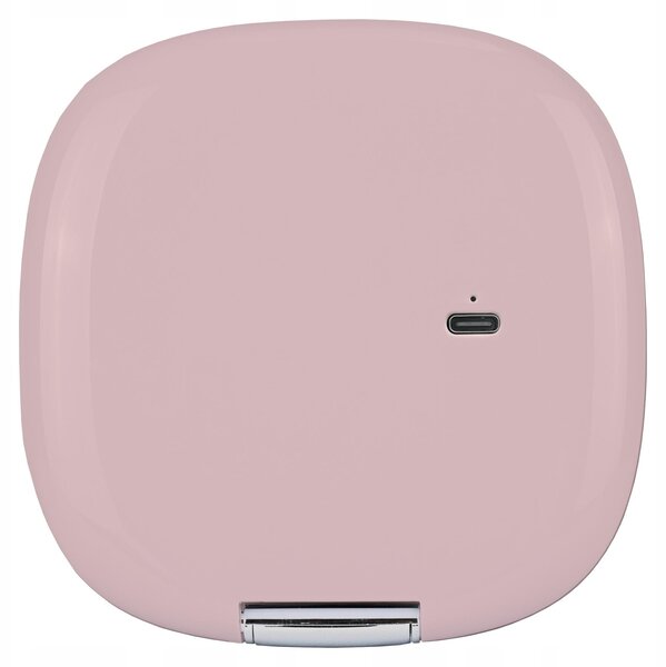 Kosmetické zrcadlo Humanas HS-PM01 s LED osvětlením, barva růžová, rozměry 99 x 99 x 23 mm, dotykové ovládání, USB-C
