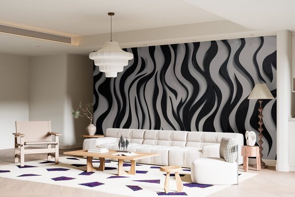 Fototapeta Černobílý pruhovaný vzor, Designové fototapety na zeď, Populární fototapety, w01838 - Tapeko.co.cz