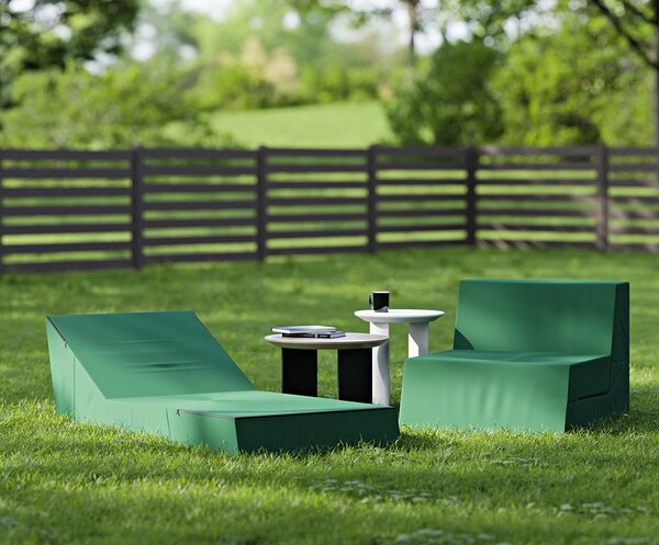 Rozkládací zahradní lehátko CALMA zelené voděodolné 80×190 cm