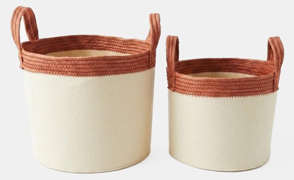 Sinsay - Úložné koše s pletenými uchy 2 pack - béžová
