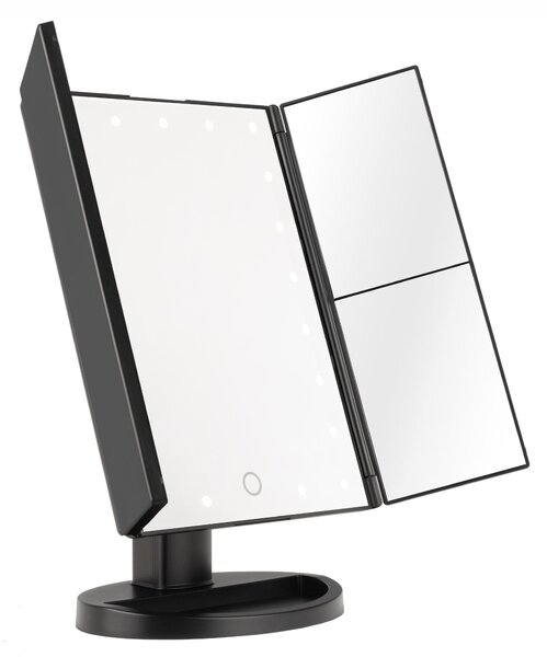 Kosmetické zrcadlo Humanas HS-ML04, sklopné, s LED osvětlením, barva černá