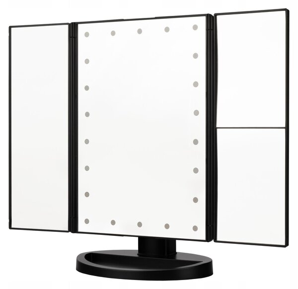 Kosmetické zrcadlo Humanas HS-ML04, sklopné, s LED osvětlením, barva černá