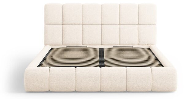 Krémová čalouněná dvoulůžková postel s úložným prostorem s roštem 160x200 cm Bellis – Micadoni Home