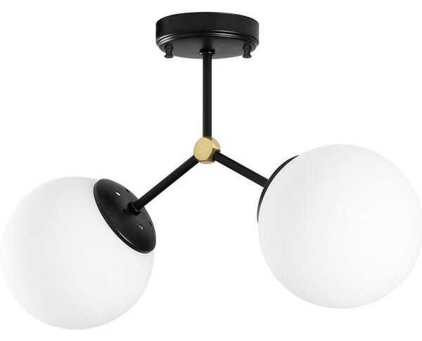 Černobílé stropní svítidlo se skleněným stínidlem 15x44 cm Damar – Opviq lights