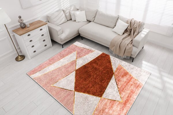 Makro Abra Kusový koberec pratelný MIRO 52097.802 Geometrický protiskluzový růžový Rozměr: 80x150 cm