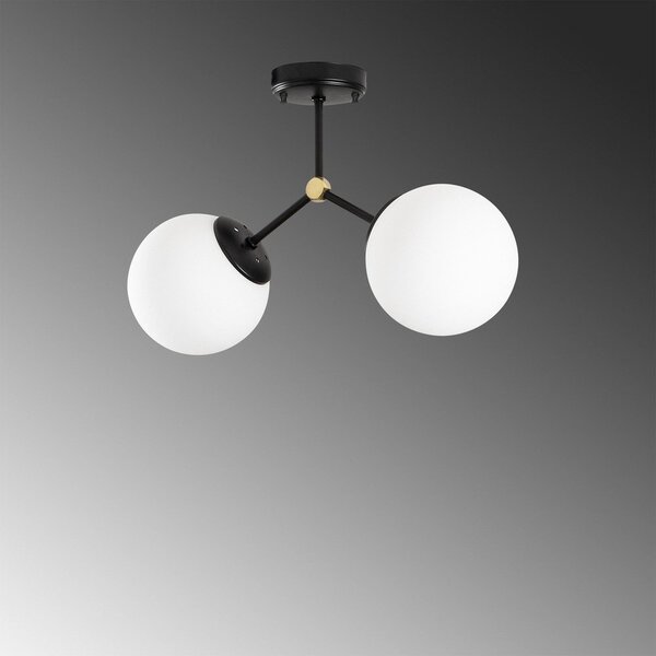 Černobílé stropní svítidlo se skleněným stínidlem 15x44 cm Damar – Opviq lights