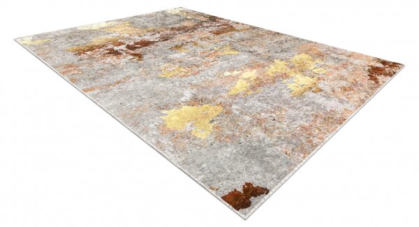 Makro Abra Kusový koberec pratelný MIRO 51463.802 Abstraktní protiskluzový šedý zlatý Rozměr: 80x150 cm