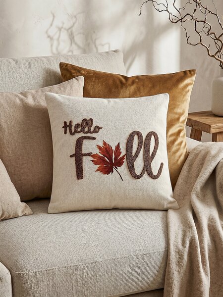 Sinsay - Dekorační povlak na polštář s nápisem „Hello Fall“ - krémová
