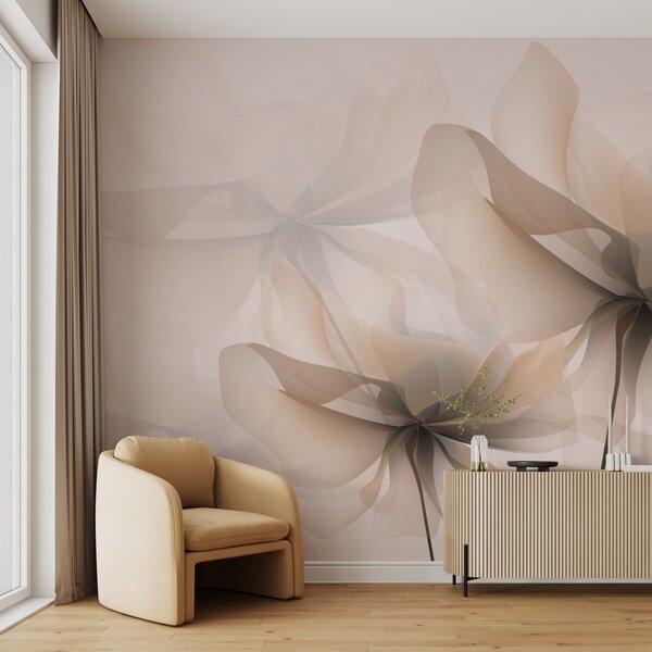 Fototapety Velké béžové průsvitné květy, Fototapety 3D, Fototapety 3d květiny, w01926v2 : uwalls.cz