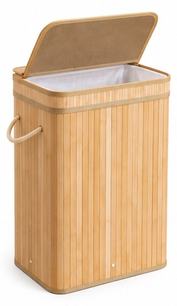 Koš na prádlo, 72 l, bambus/látka, přírodní/krémová, Dekorino KP20260006