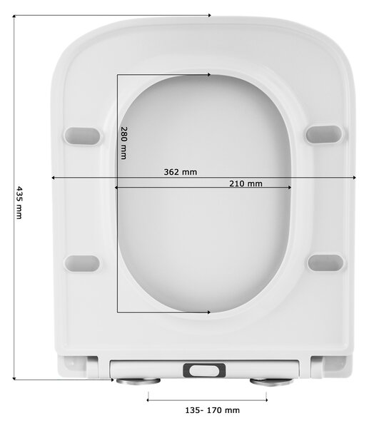 Erga Venice, toaletní WC sedátko 435x362mm z polypropylenu s pomalým zavíráním, bílá, ERG-GAM-D-VENICE
