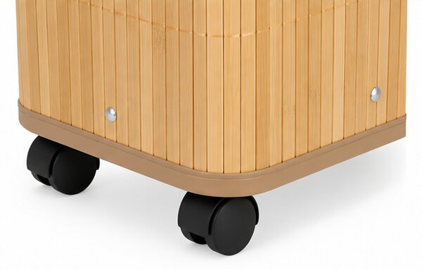 Koš na prádlo, 42 l, kolečka, bambus/látka, 38x41x31 cm, přírodní/krémová, Dekorino KP20260007