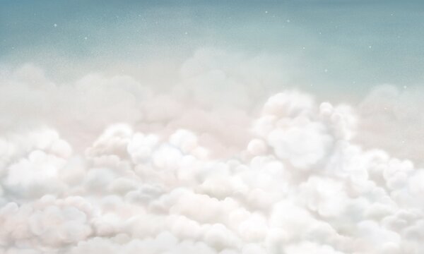 FUGU Dětská tapeta Jemné mraky modrá – Calming Clouds Blue Materiál: Digitální eko vlies - klasická tapeta nesamolepicí