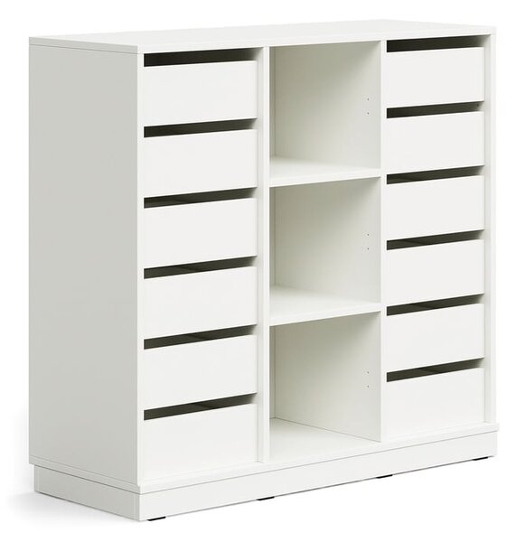 AJ Produkty Skříňka CASPER, 12 zásuvek, 3 přihrádky, sokl, bílá