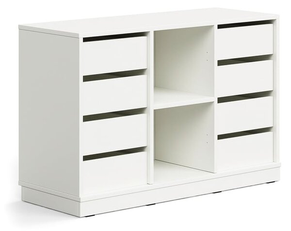 AJ Produkty Skříňka CASPER, 8 zásuvek, 2 přihrádky, sokl, bílá