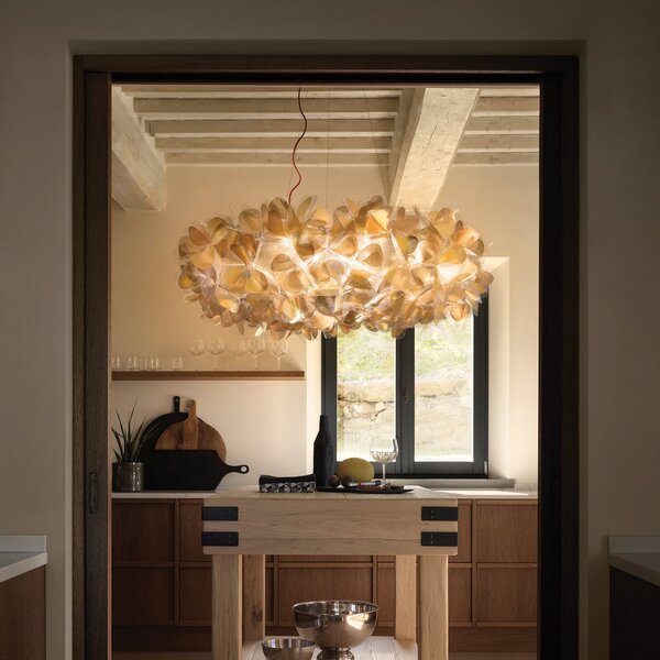 Závěsná svítidlo Slamp, Clizia Mama Non Mama, stmívatelné, Zlatá / mosazná, Obývací pokoj, Plast, Design