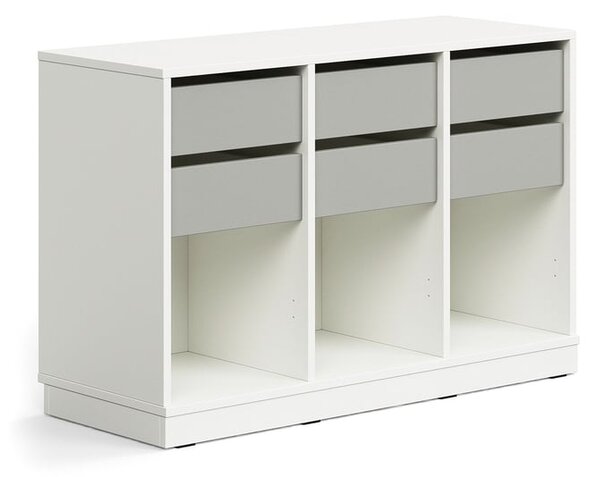AJ Produkty Skříňka CASPER, 6 zásuvek, 3 přihrádky, sokl, bílá/šedá