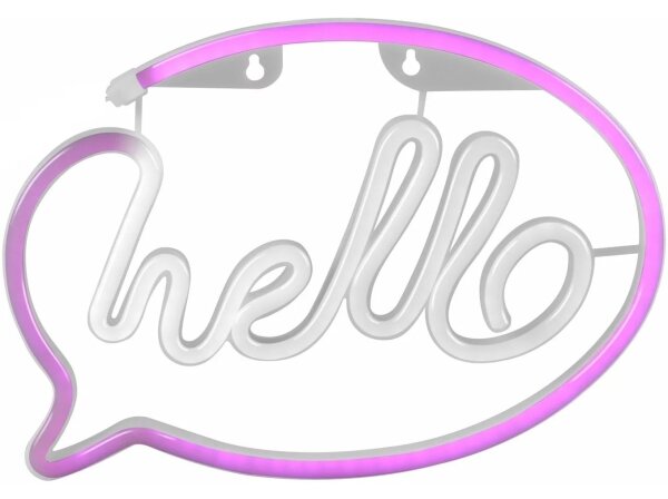LED Neonová nástěnná dekorace HELLO LED/3W/3xAA USB růžová