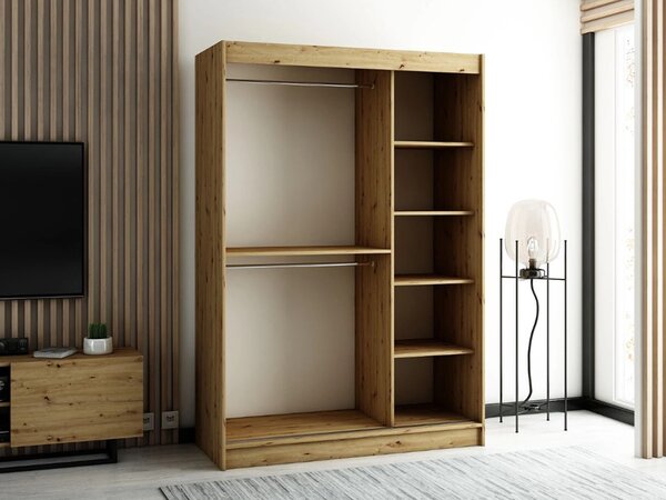 Šatní skříň 150 cm Ladonna 1 (dub artisan + černá matná)