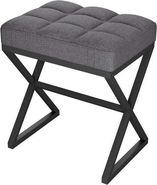 Konferenční stolek – odkládací stolek – taburet – místnost pro líčení – nožky ve tvaru X – 40 x 30 x 46 cm – šedá barva