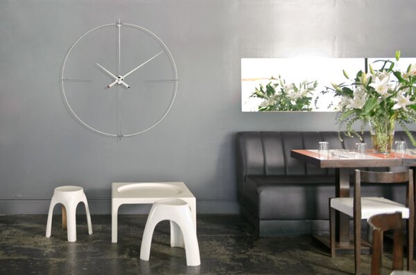 Luxusní designové nástěnné hodiny Nomon Bilbao L 110cm, bílo-bílé