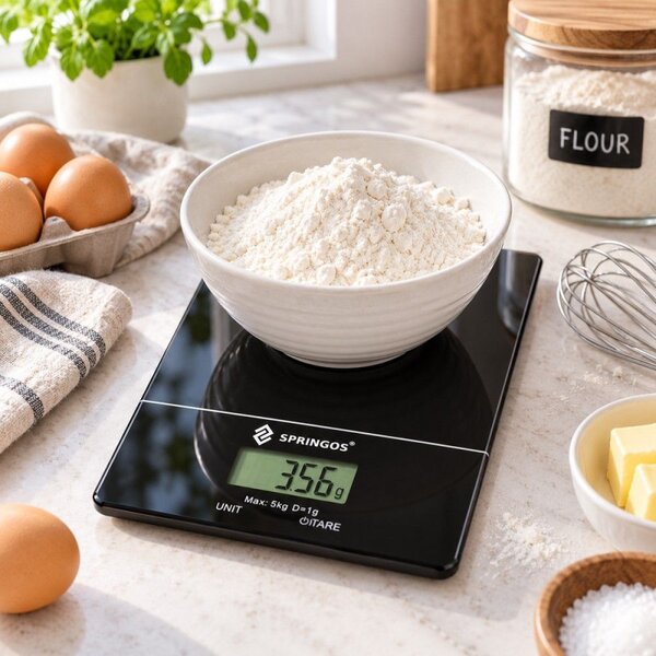 Kuchyňská váha 5 kg SPRINGOS HA7569 černá