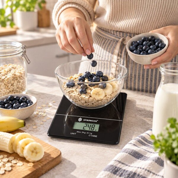 Kuchyňská váha 5 kg SPRINGOS HA7569 černá
