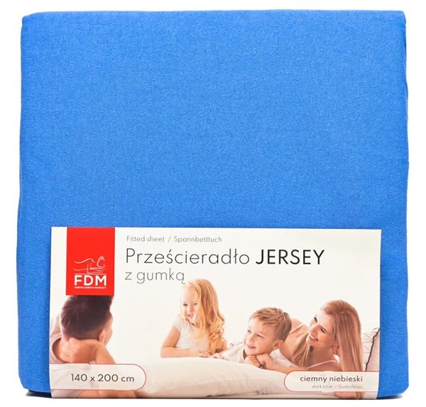 Prostěradlo JERSEY s gumou 80x200 cm MODRÁ 100% bavlna