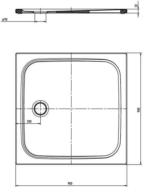 Kaldewei Cayonoplan čtvercová sprchová vanička 90x90 cm bílá 361447980001