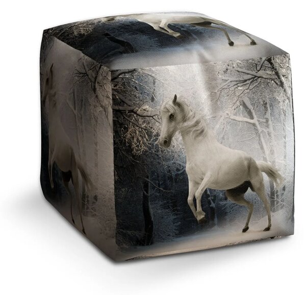 Sablio Taburet Cube Bílý kůň - 40x40x40 cm