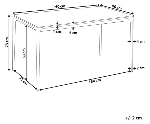 Jídelní stůl JOLLEIN Bílý mramor 140 cm 80 cm Sklo