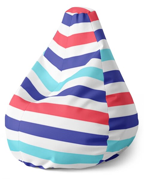 Sablio Sedací vak Pear Barevné veselé pruhy - 70 x 95 x 15 cm