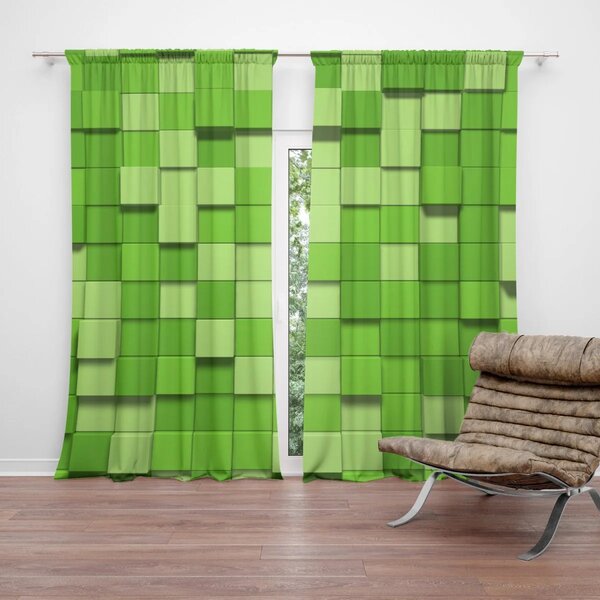 Sablio Závěs Green Blocks 3D: 2ks 140x250cm