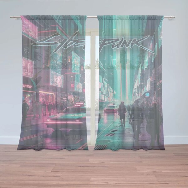 Sablio Záclony Cyberpunk 2077 Město: 2ks 150x250cm